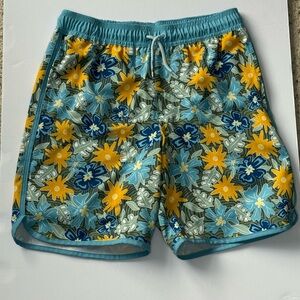 Wonder Nation Boys Swim Trunk set - Blue and Yellow Floral Large (10-12)